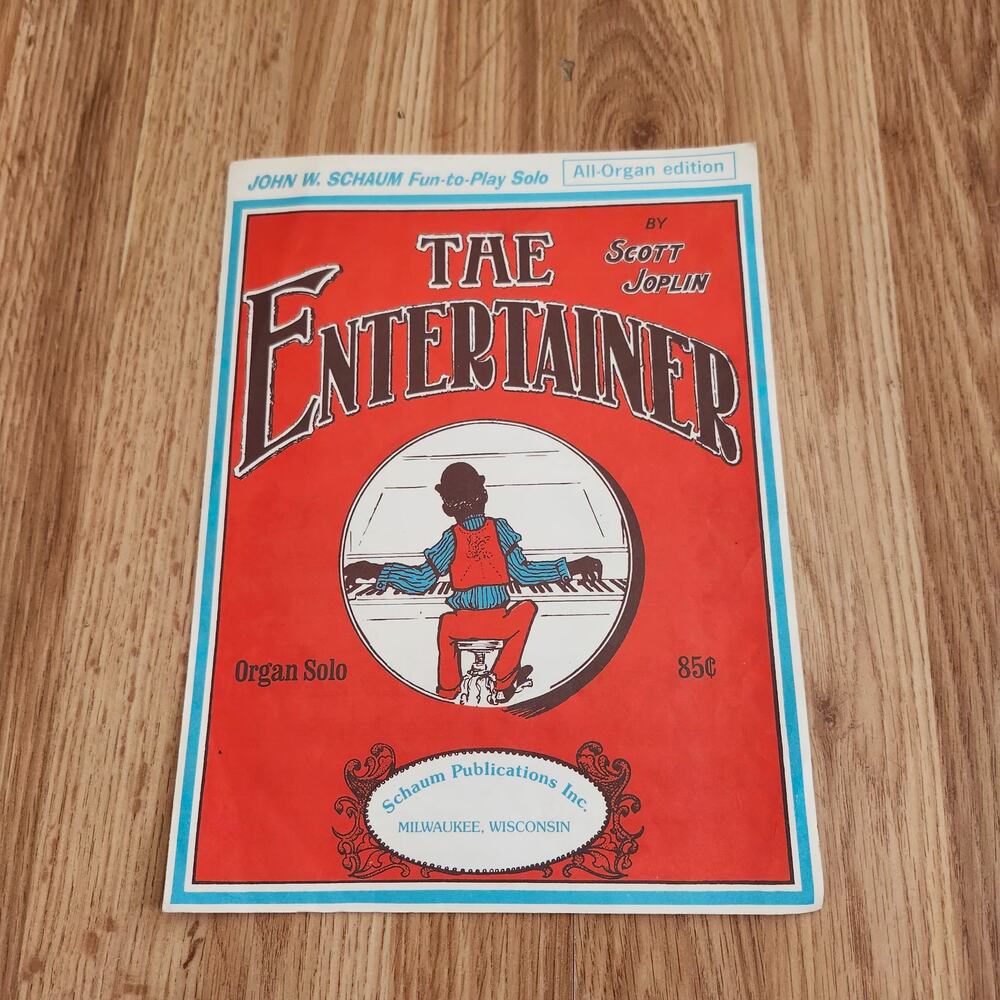 1974 Schaum The Entertainer Scott Joplin All-Organ Solo Sheet Music Vintage